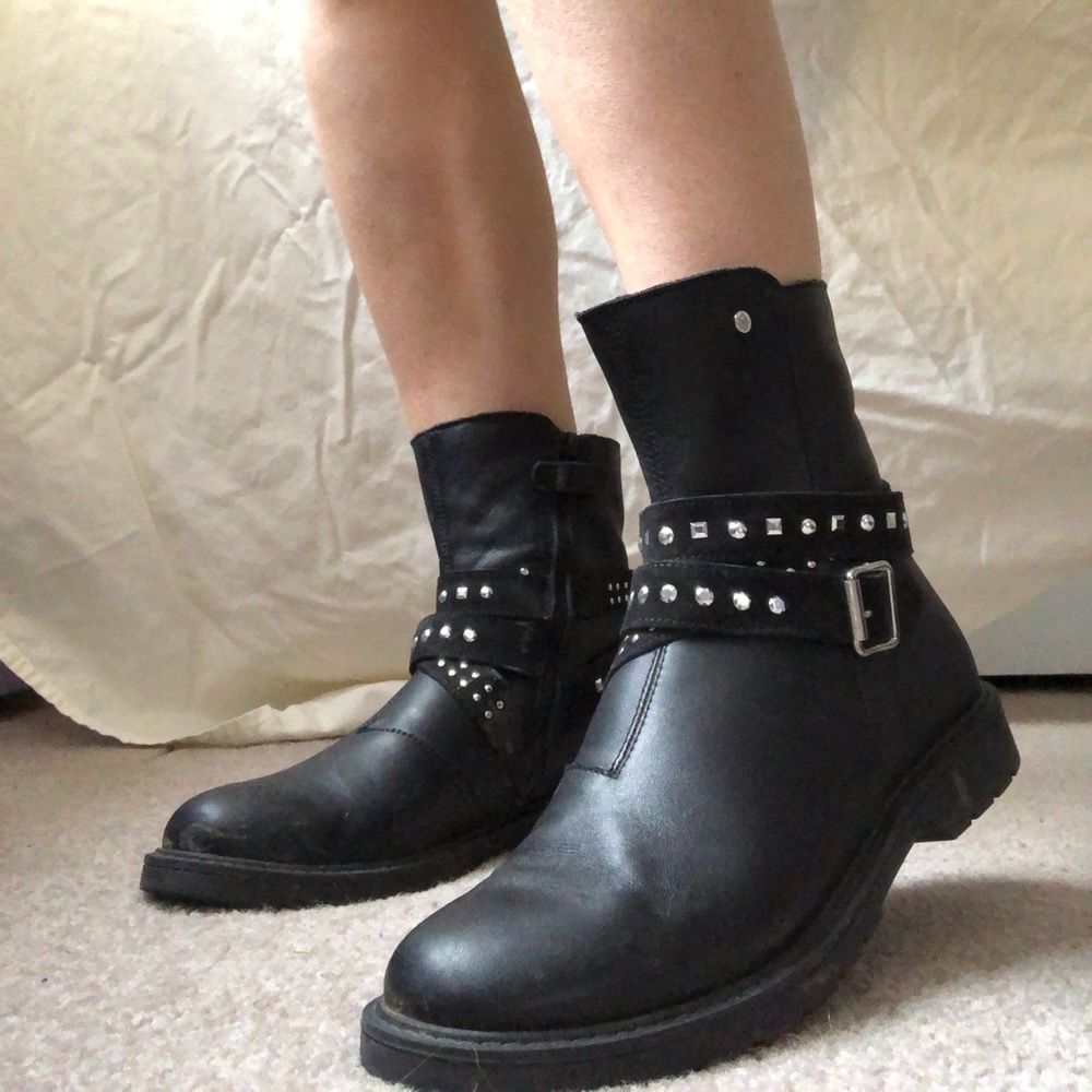 Black studded booties